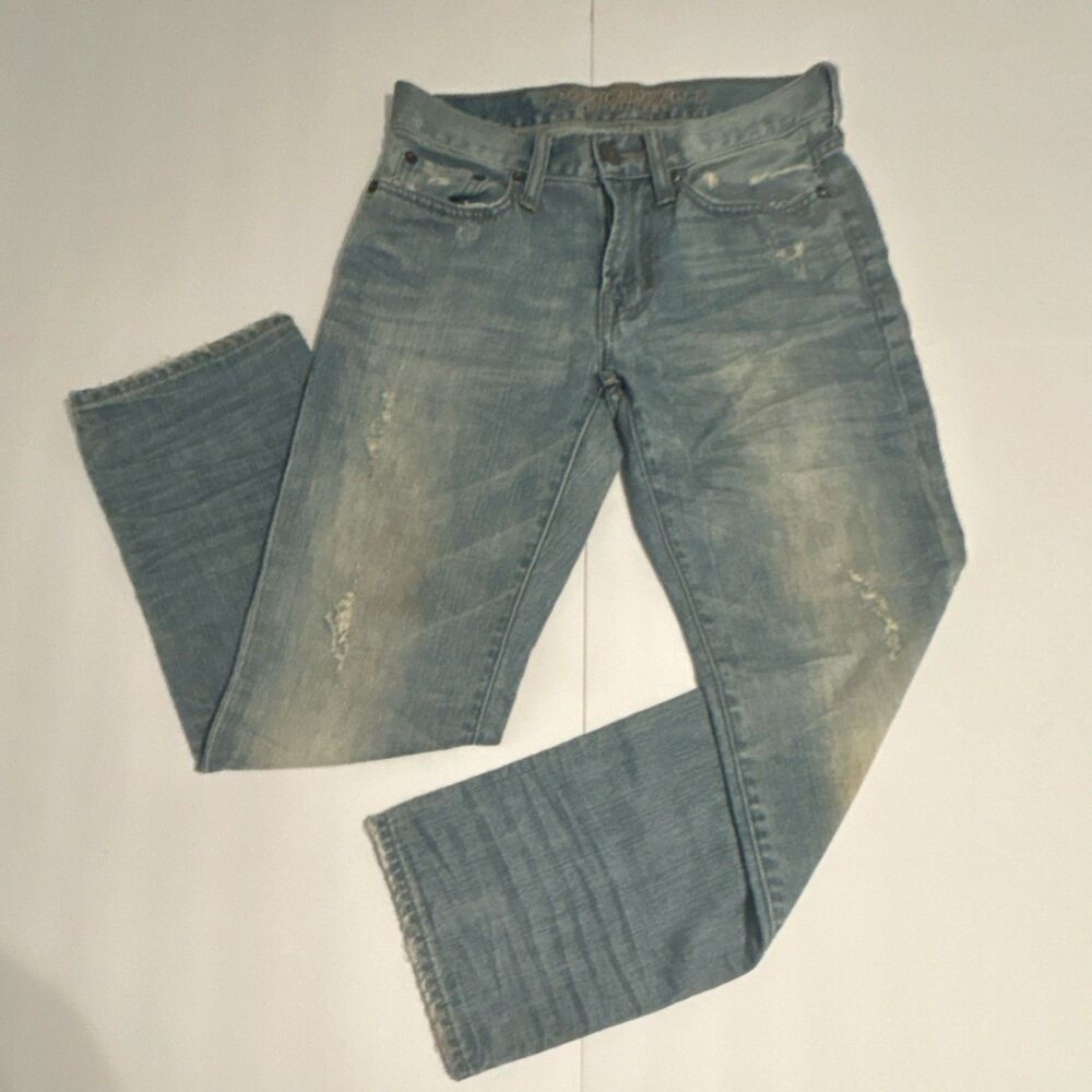 American Eagle Outfitters Men's Blue Distressed Straight Leg Denim Jeans 26x28